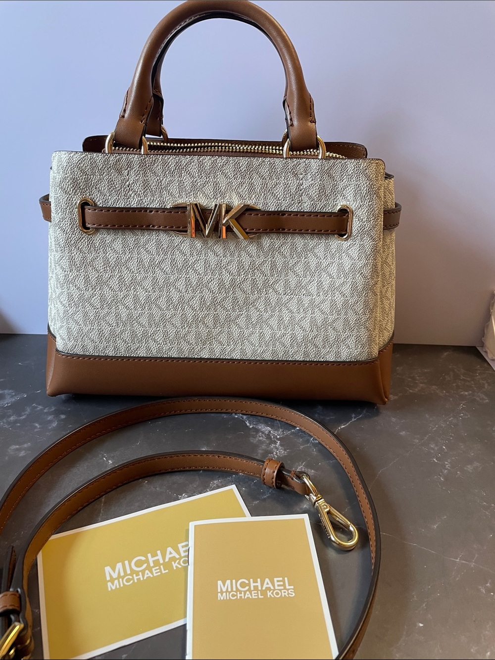 Michael Kors Reed Small Belted
Satchel Shoulder Crossbody Bag MK Vanilla
